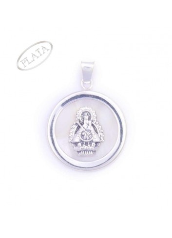 Virgen de la Cabeza medalla plata y nacar 2,6cm