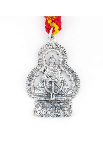 Medalla romería Virgen Cabeza silueta grande zamak