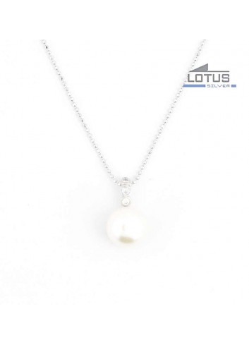 Gargantilla perla Lotus plata LP1278-1-3