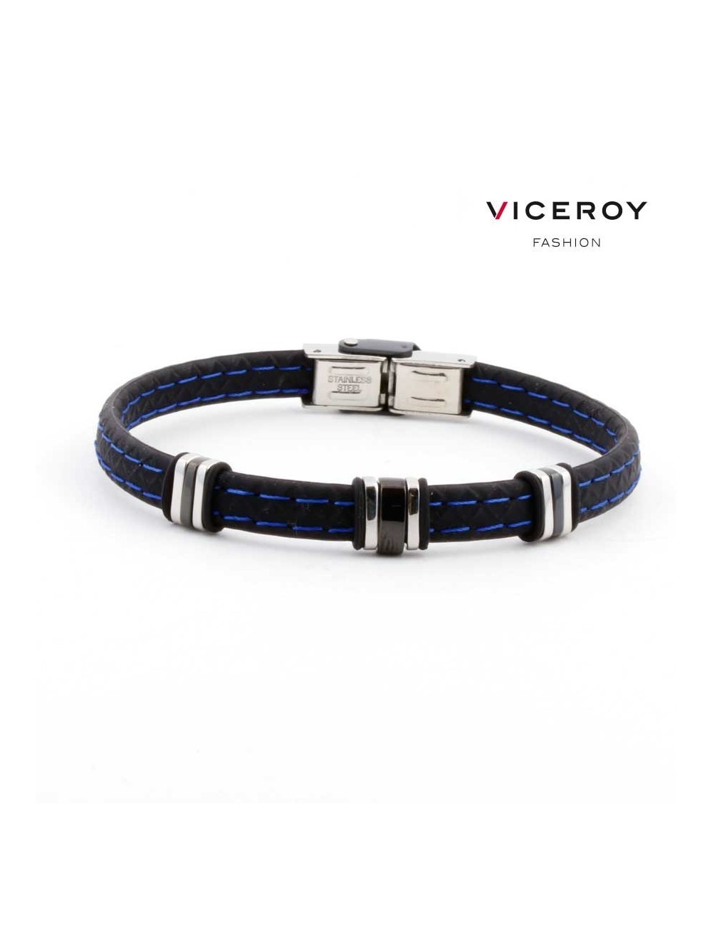 Pulsera Viceroy Fashion hombre silicona pespunte azul 6333P09013