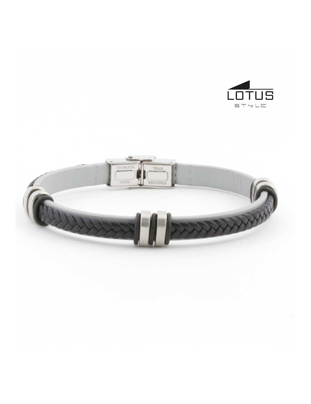pulsera-lotus-cuero-trenzado-negro-sobre-plano-gris-ls1829-24