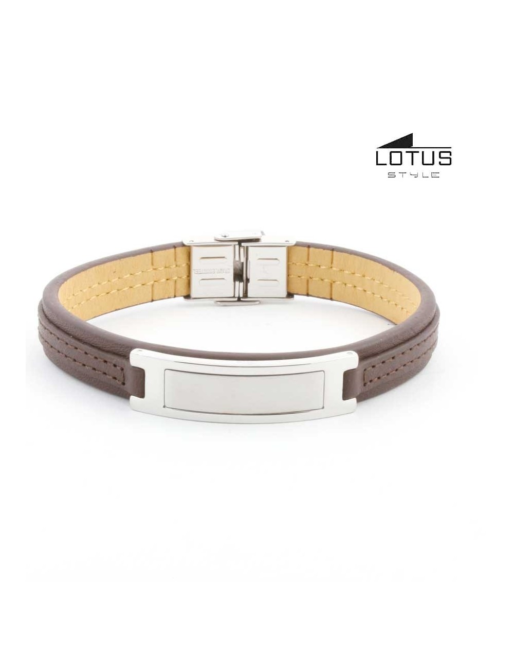 Pulsera Lotus Style chapa para grabado cuero marrón LS1808-2-1