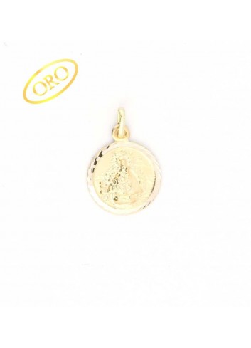 Medalla Virgen de la Cabeza oro redonda 17 mm