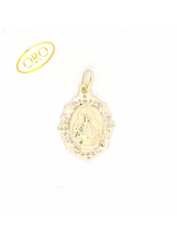 Medalla Virgen de la Cabeza oro oval bisel filigranas 19x29