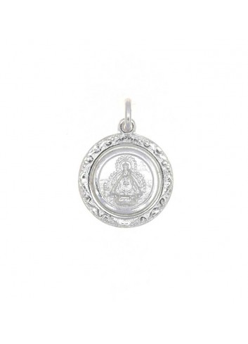 Medalla Virgen de la Cabeza plata redonda rocallas 20 mm