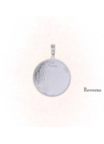 Medalla Virgen Cabeza plata redonda esmalte azul pequeña