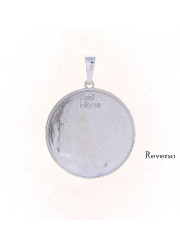 Medalla Virgen Cabeza plata redonda esmalte morada mediana