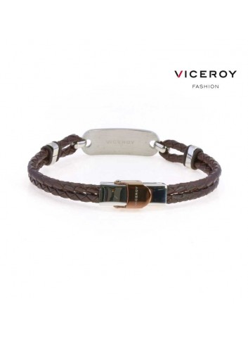 pulsera-viceroy-fashion-hombre-acero-cuero-trenzado-marron-6303p01011