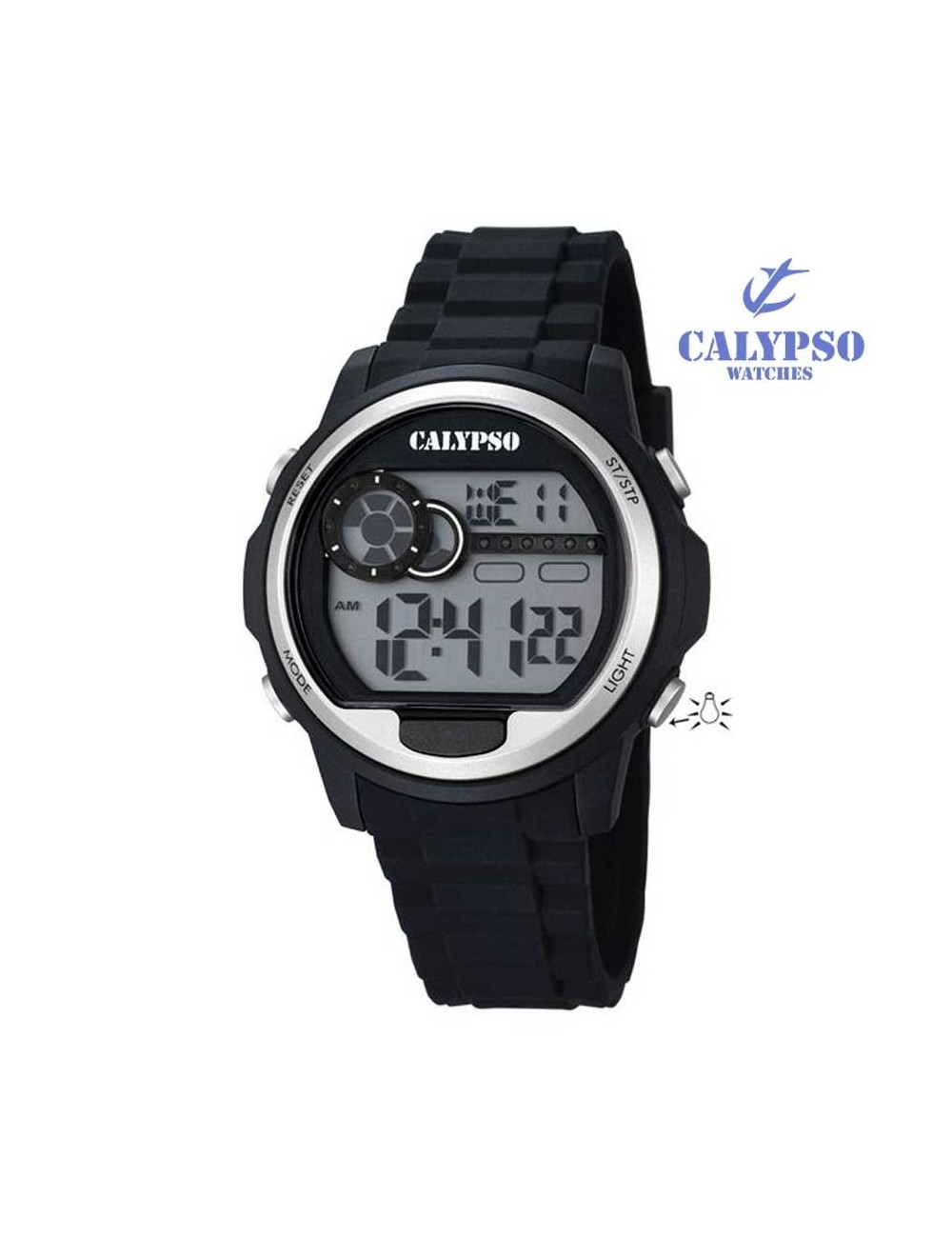 Reloj Calypso hombre o niño digital silicona negro plateado K5667-1