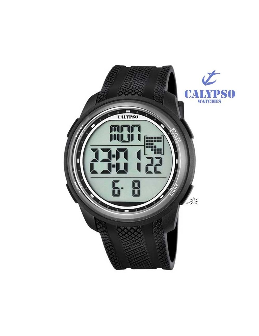 Reloj Calypso Digital Hombre Plateado y Negro K5586/2