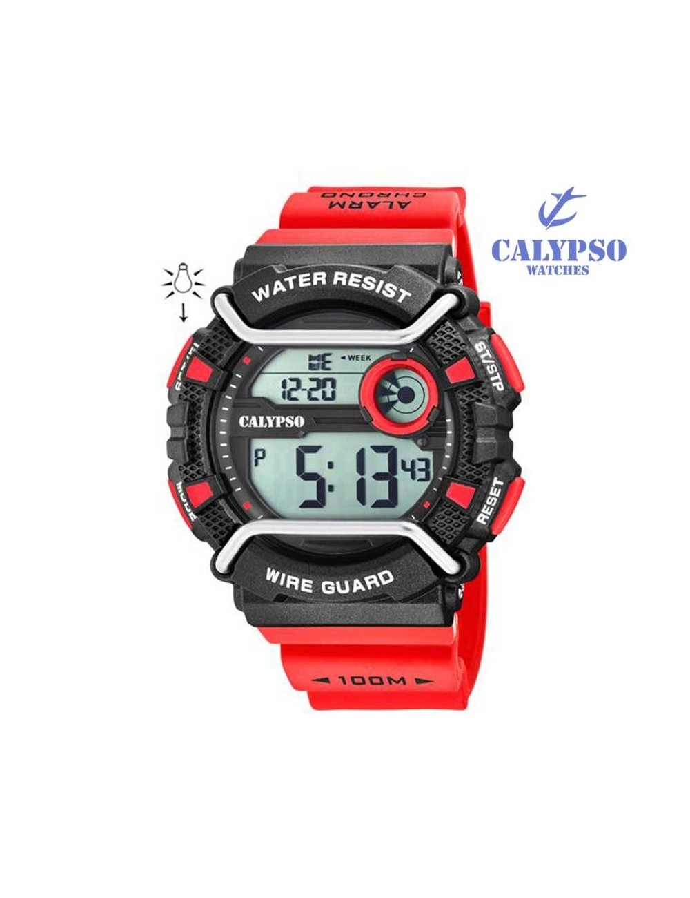 Reloj Hombre Calypso K5774/2 Análogico y Digital Correa Roja Caja Acero