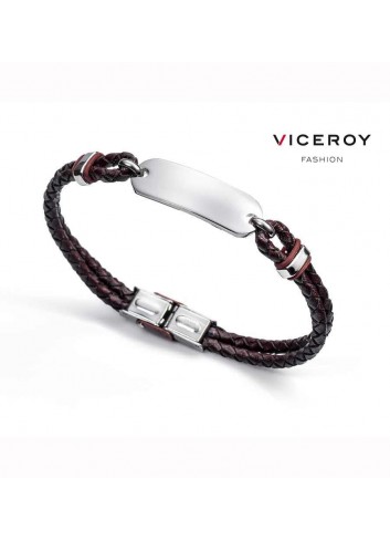 pulsera-viceroy-fashion-hombre-acero-cuero-trenzado-marron-6303p01011