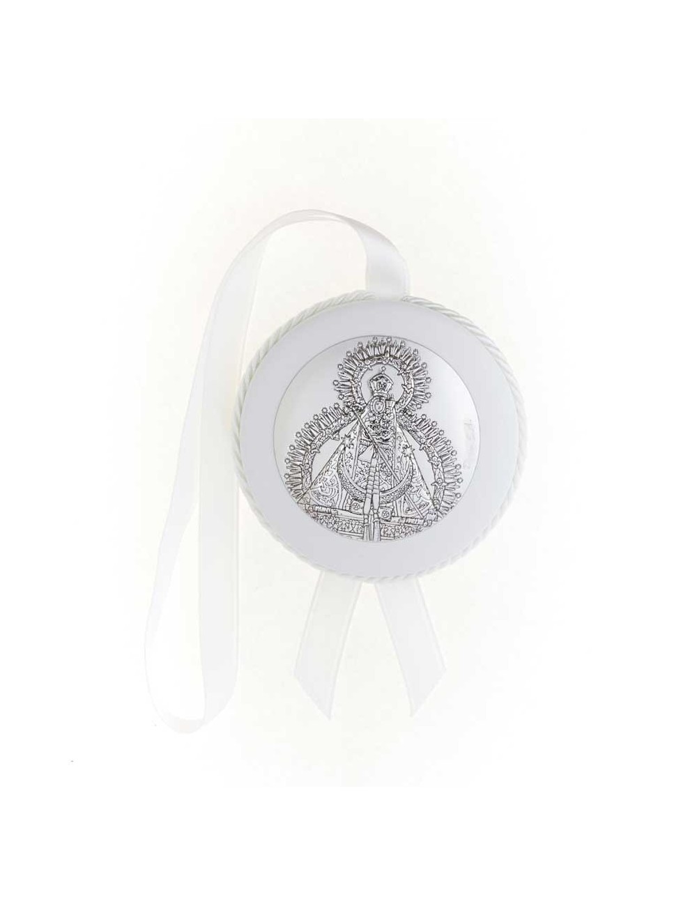 Medalla cuna Virgen de la Cabeza polipie blanca musical