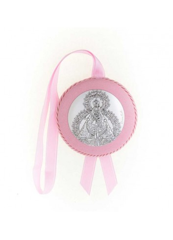 Medalla cuna Virgen de la Cabeza polipie rosa musical