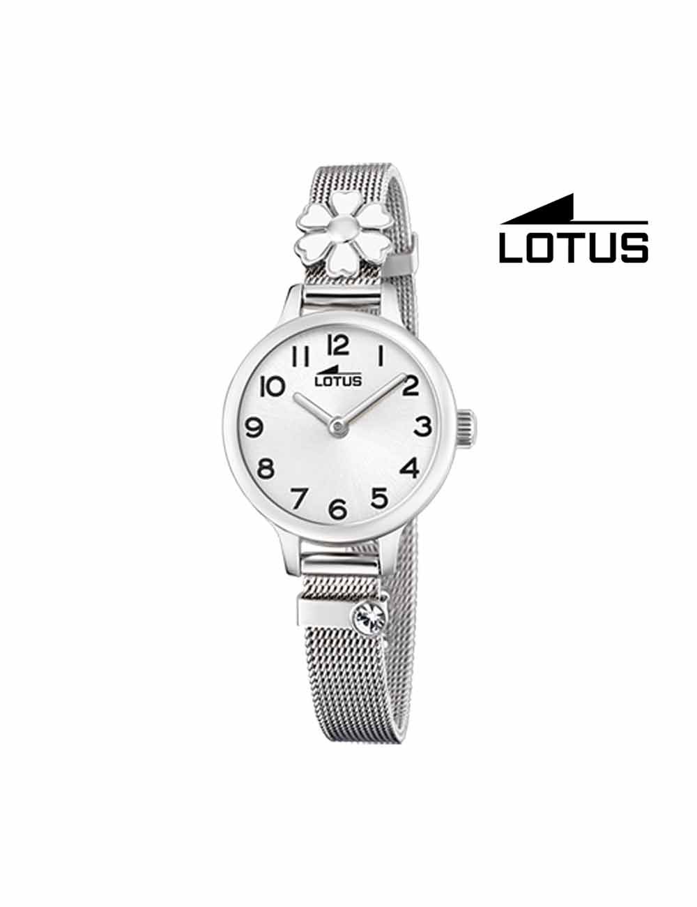 Reloj niña Lotus cadena malla flor blanca 18661-1