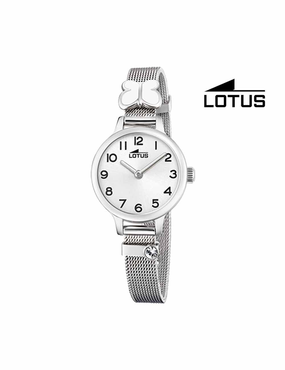 Reloj niña Lotus cadena malla mariposa blanca 18660-1