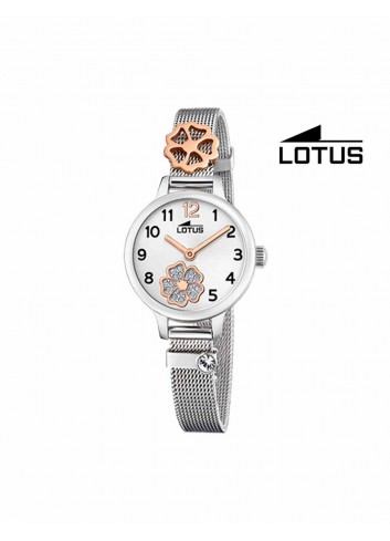 Reloj niña Lotus cadena malla flor brillo 18659-3