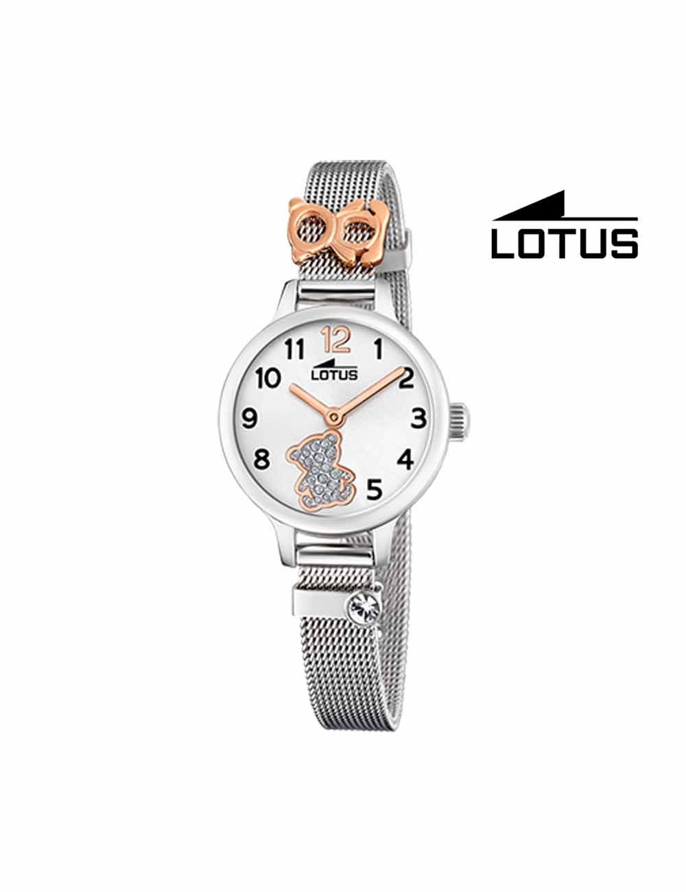Reloj niña Lotus cadena malla oso brillo 18659-4