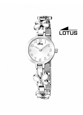 Reloj Lotus cadena mariposas blanco 15829-1 redondo