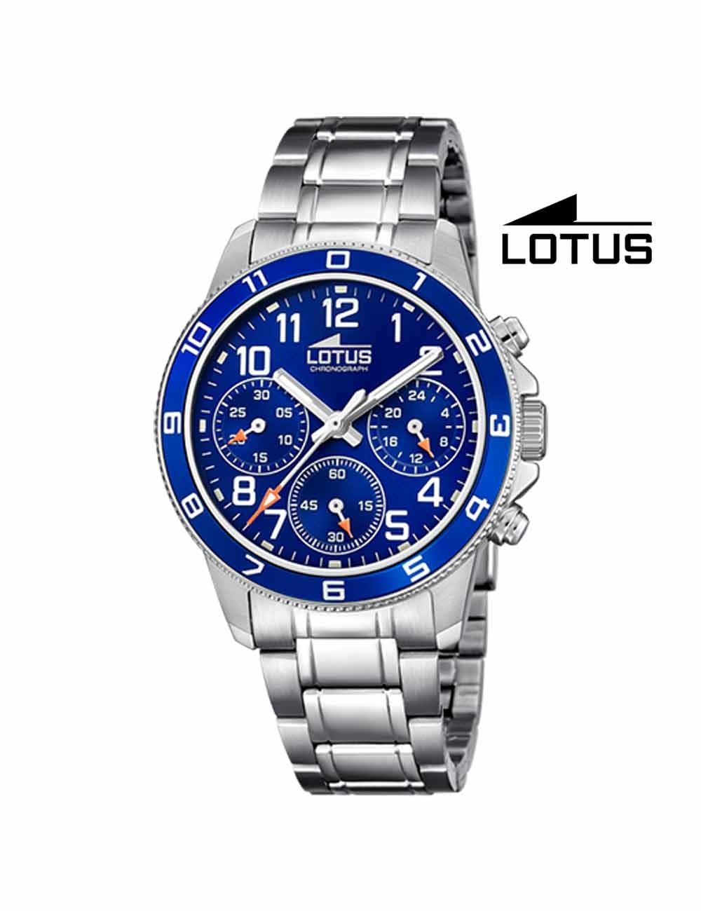 Reloj niño Lotus cadena esfera azul crono 18580-2 redondo