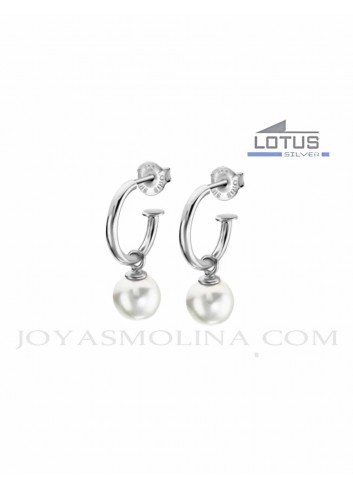 Pendientes Lotus Silver aro perla LP1883-4-1
