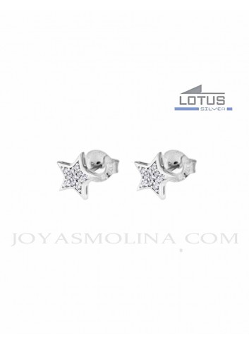 Pendientes plata estrella lotus