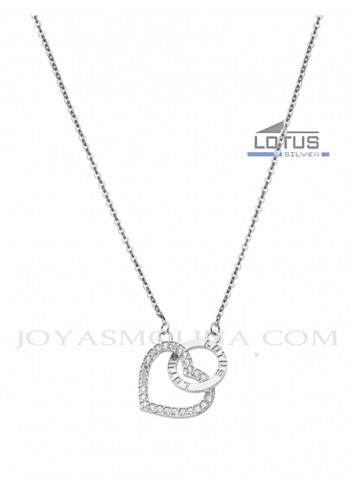 Gargantilla Lotus Silver corazón circonitas y círculo LP1864-1-1