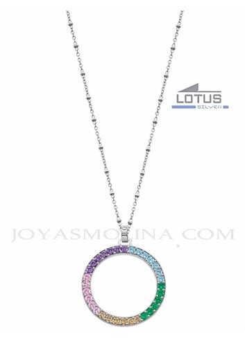 Gargantilla Lotus Silver círculo piedras colores LP1963-1-2