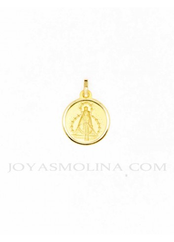 Medalla Virgen Cabeza oro redonda 16 mm