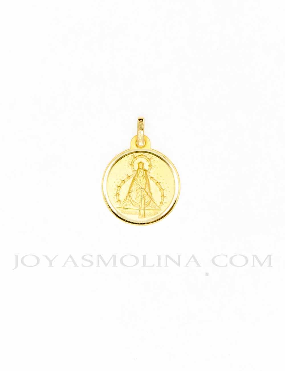 Medalla Virgen Cabeza oro redonda 16 mm