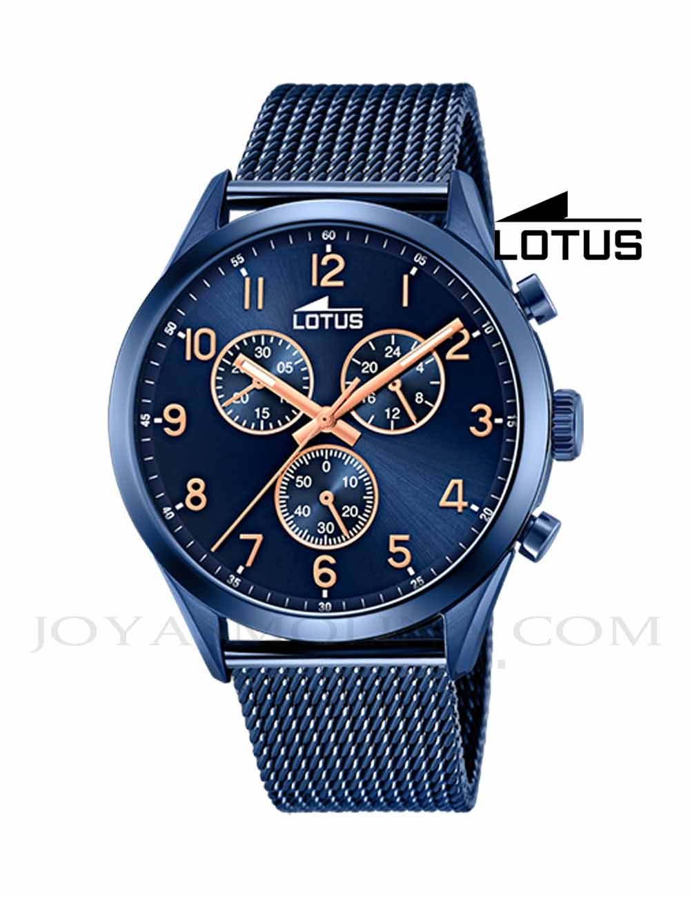 Reloj Lotus Hombre Correa Piel Azul Crono Color Deportivo 18588/2