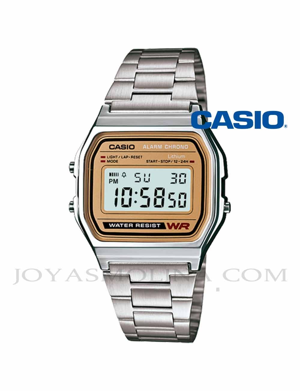 Reloj Casio digital dorado y plateado unisex A158WEA-9EF