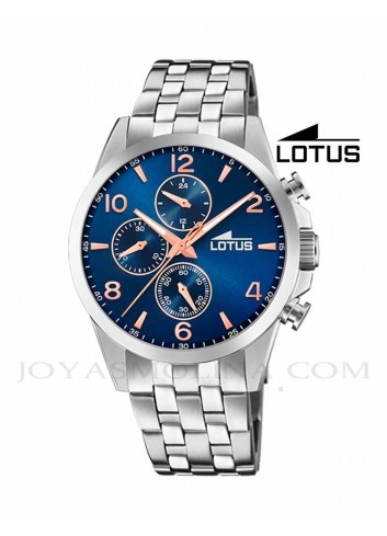 Reloj Lotus hombre cadena esfera azul 18629-2 cronografo