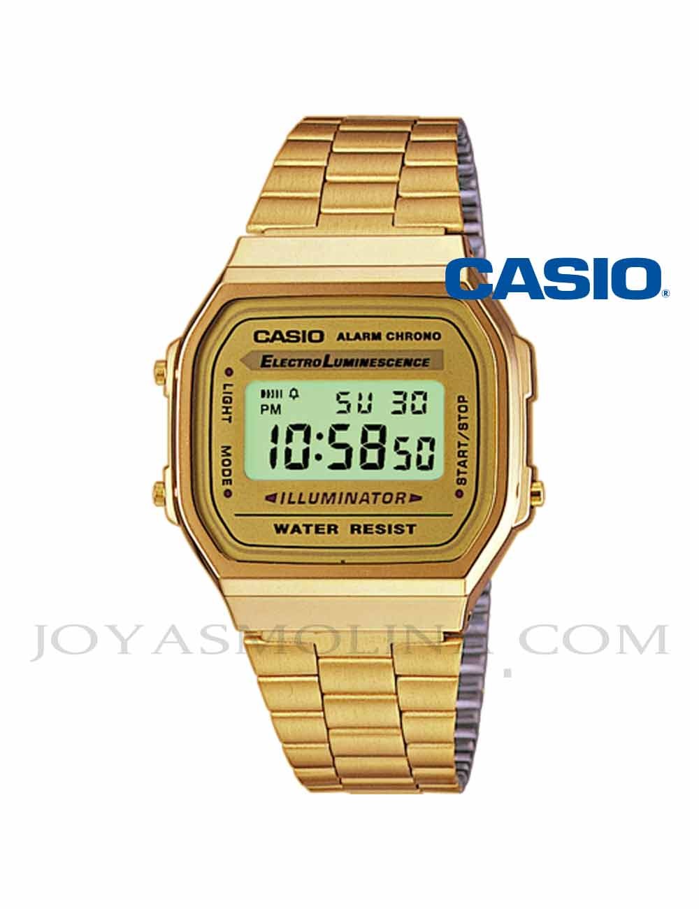 Reloj Casio digital dorado vintage unisex A168WG-9EF