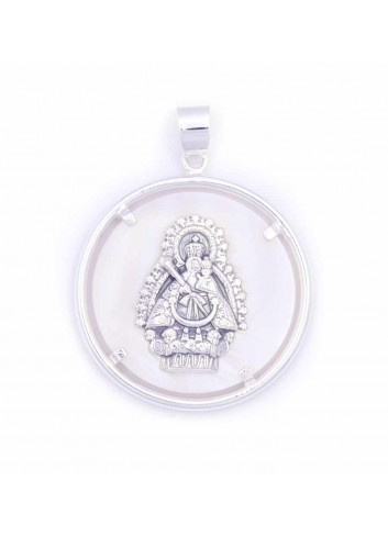 Medalla Virgen Cabeza plata nácar 36mm