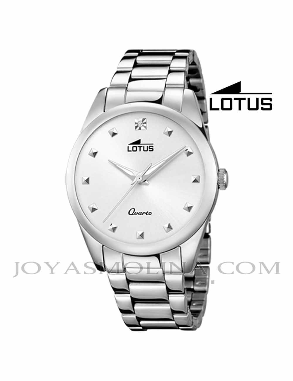 Reloj Lotus mujer cadena esfera blanca-plateado