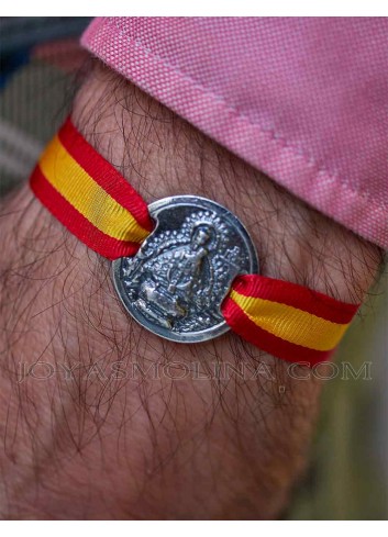 Pulsera Virgen de la Cabeza medalla con cinta España chico