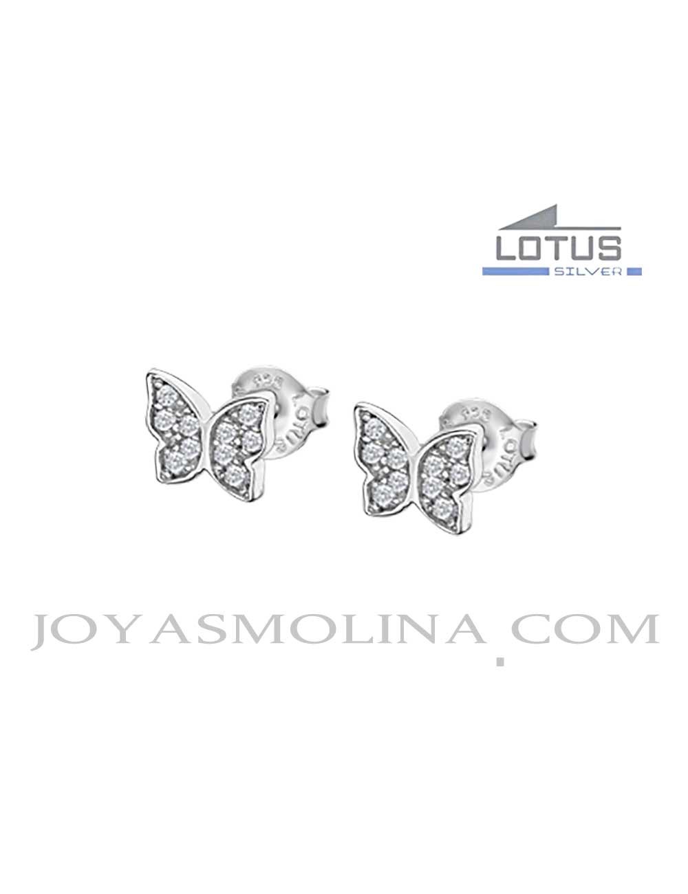 Pendientes Lotus plata mariposas circonitas