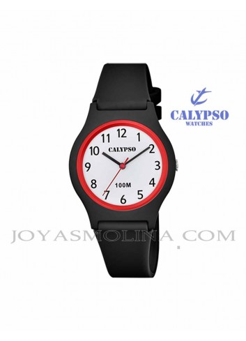 Reloj Calypso goma negro redondo