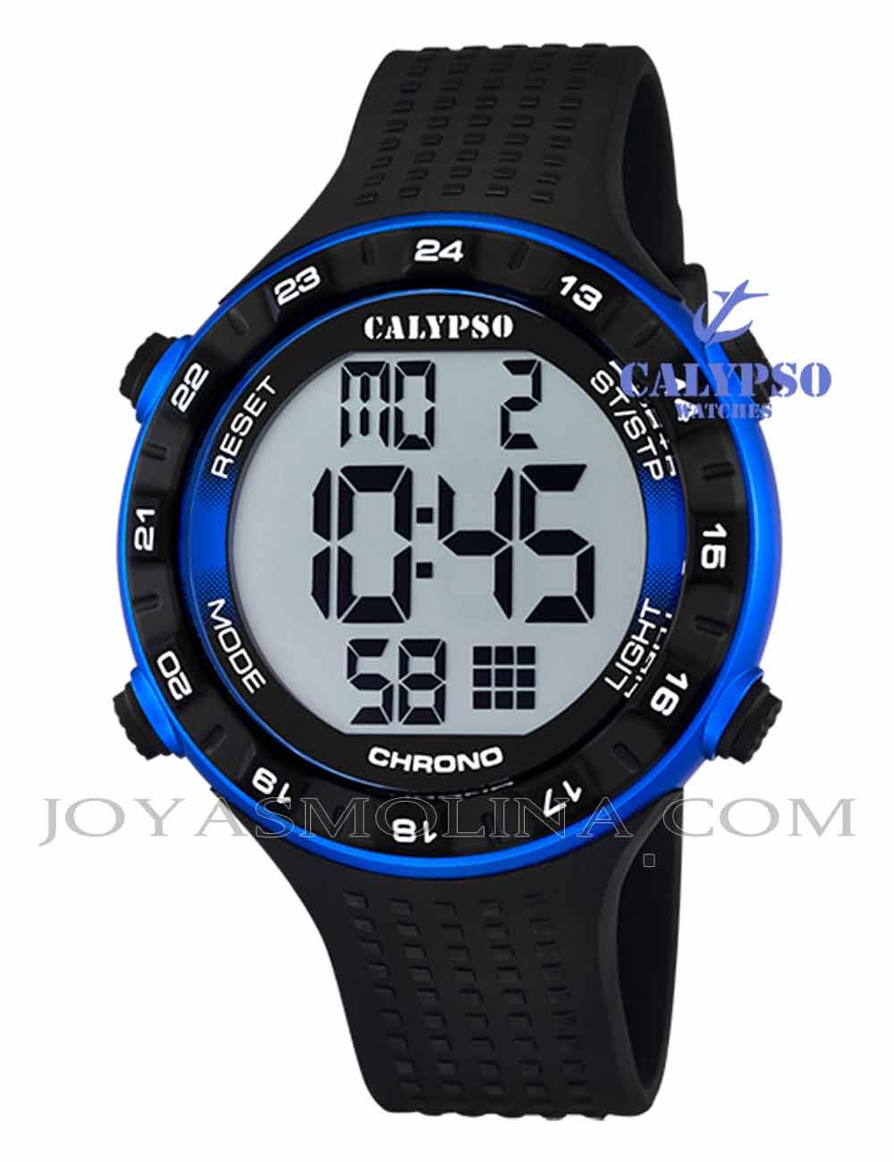 Reloj Calypso hombre o niño digital silicona negro y azul