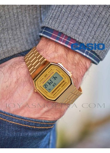 Reloj Hombre/Mujer CASIO Dorado Vintage A168 Digital – relojesvitacura