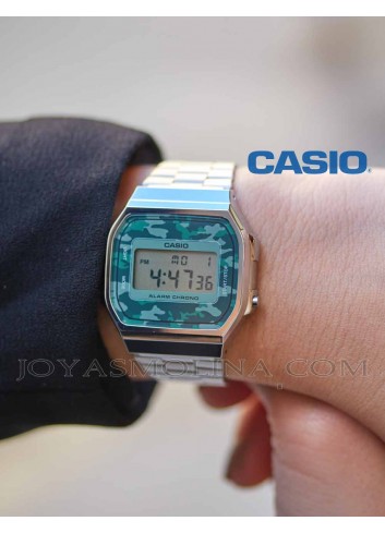 Reloj Casio digital plateado unisex camuflaje