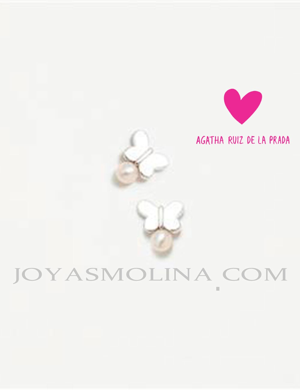 Pendientes plata bebé Agatha mariposa-perla
