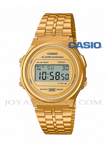 Reloj Casio digital dorado redondo vintage