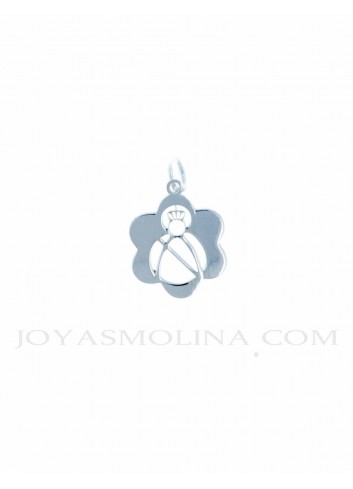 Medalla Virgen de la Cabeza plata flor