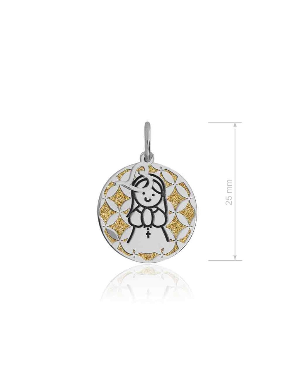 Medalla Virgen niña plata greca sobre dorado  Soul 301058