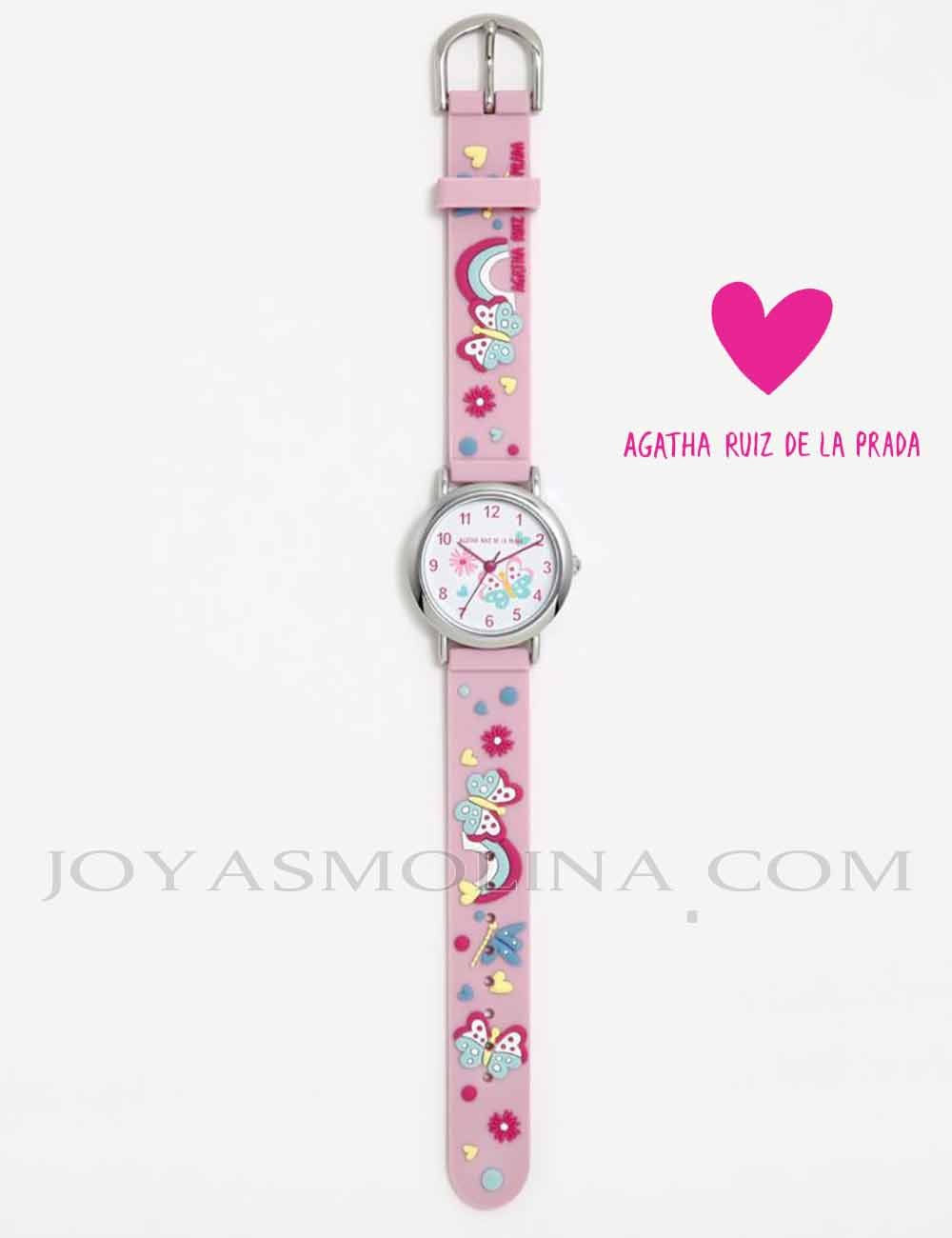 Reloj Agatha niña mariposas rosa