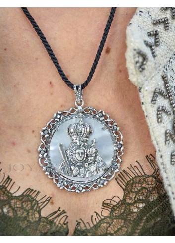 medallon plata mujer  virgen cabeza